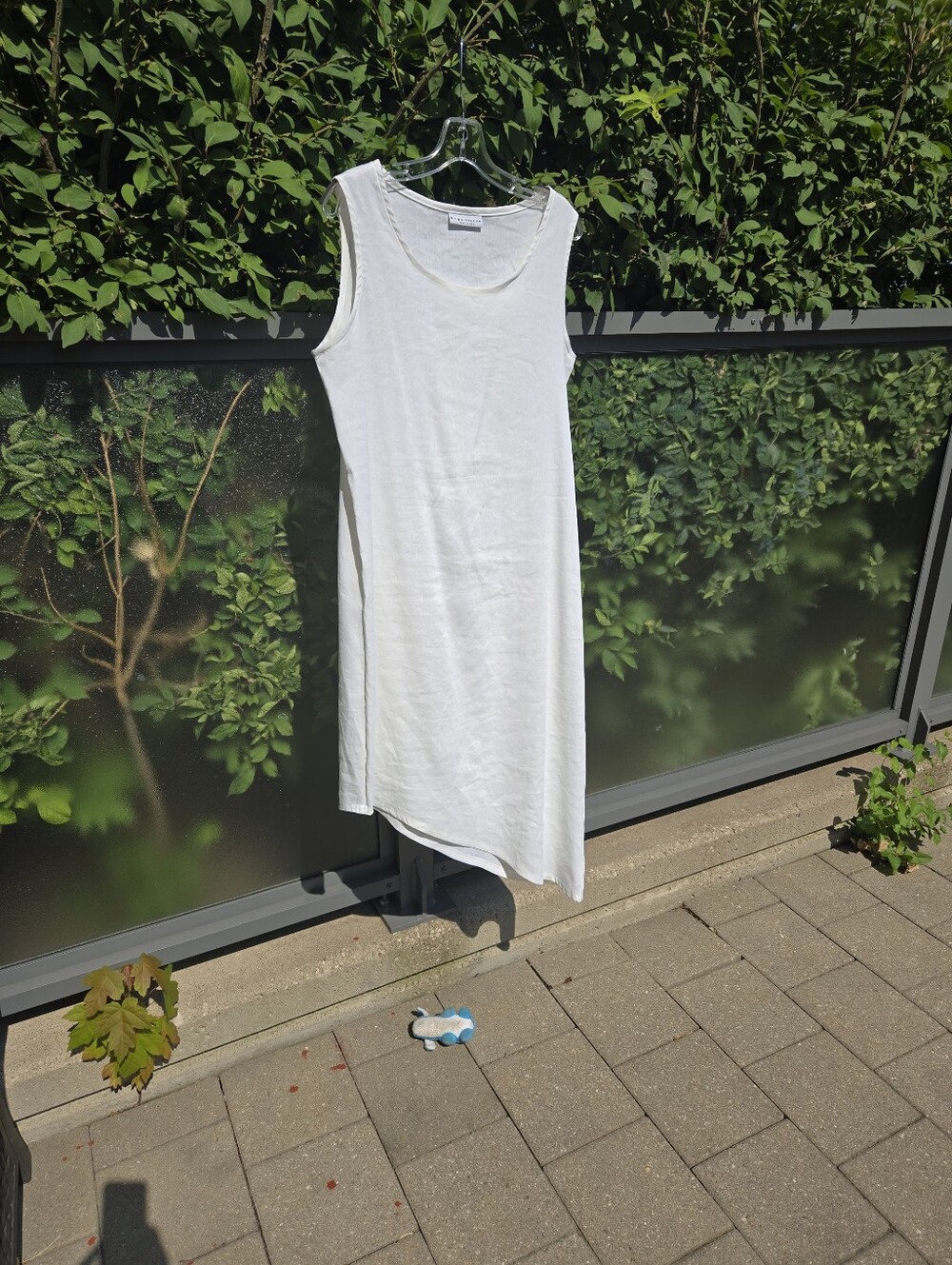 bryn Walker White Linen Blend Asymmetrical Women's Dress US S oversize